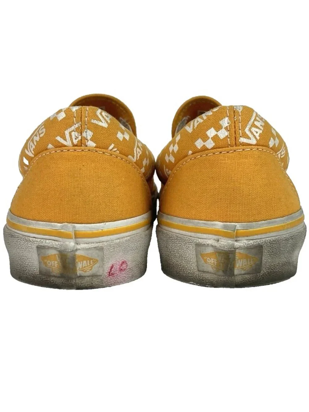 Vans OTW Men 9.5/Women 11-Mustard Yellow/Logo + Checkered Low Skate Shoe 507452